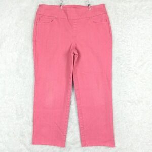 D‎ & Co Womens Jeans Capri Raw Hem Denim Salmon Pink Pull On Mid Rise 14